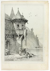 At Braubach on the Rhine by Samuel Prout