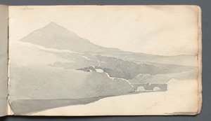 Sketchbook: Mountainous Landscape with Bridge, 1814 by Samuel Prout