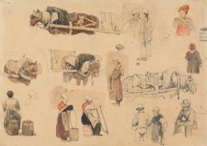 Sketches of Peasants and Work-Horses by Samuel Prout