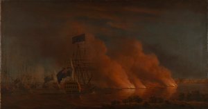 French Firerafts Attacking the British Fleet off Quebec, 28 June 1759 by Samuel Scott