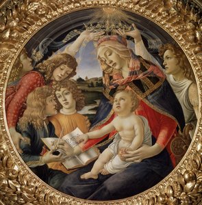 Madonna of the Magnificat or Virgin with Child and Five Angels by Sandro Botticelli