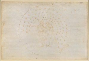 The Divine Comedy, Paradise VIII. Third Planetary Sphere (Heaven of Venus): The Realm of the Lovers; The Soul of Charles Martel Laments About His Family and Explains to Dante the Reasons for the Differences Among People by Sandro Botticelli