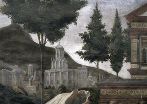 The Purification of the Leper and the Temptation of Christ (detail of an imaginary city in a landscape) by Sandro Botticelli