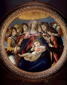 Virgin and Child and Six Angels, also called Madonna della Melagrana or Melograno by Sandro Botticelli