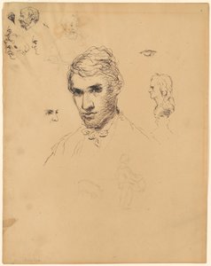 Head of a Man, with Various Studies by Sanford Robinson Gifford
