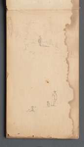 Sketchbook, page 02: Figure in a Landscape with Dog by Sanford Robinson Gifford
