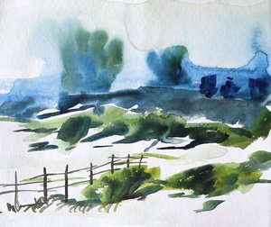 Misty Countryside Landscape
