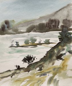 Muted Watercolor Landscape