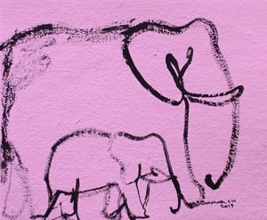 Pink Elephant Family Sketch