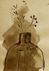 Sepia Botanical Vase by Santhosh ch