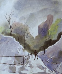 Winter Path Skier