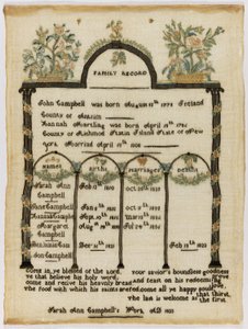 Family Register Sampler by Sarah Ann Campbell