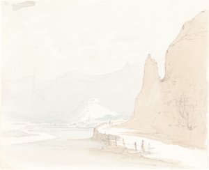 Swiss Landscape with a Village in the Distance by Sarah Grace Lushington
