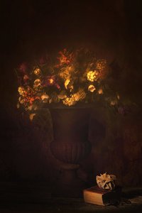 Golden Floral Still Life by Saskia Dingemans