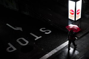 Red Umbrella Night Walk by Satoshi Hata