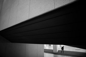 Solitary Figure Ascending Stairs
