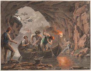 Night Fishing at the Entrance to a Cave
