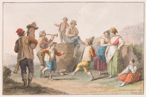Two Peasants Dancing to the Music of Bagpipe and Horn