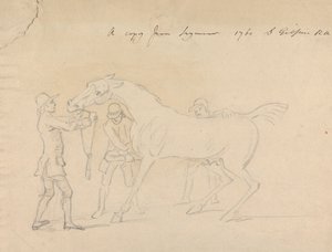 A Horse and Three Groomers