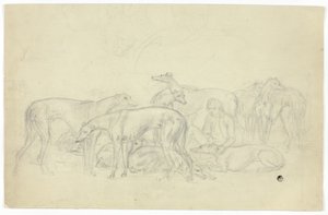 Greyhounds and Their Keeper by Sawrey Gilpin