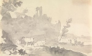 Landscape with Cows in Foreground by Sawrey Gilpin