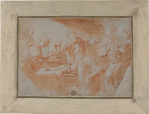 Group of Figures Around Table by Sébastien Bourdon