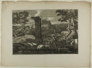 Landscape with a Shepherd and His Flock by Sébastien Bourdon