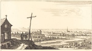 Landscape with Church and Town in Distance by Sébastien  Le Clerc I