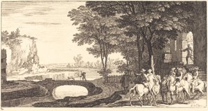 Landscape with Horsemen and Bridge by Sébastien  Le Clerc I