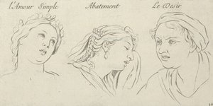 Simple Love, Dejection, Desire from Characters of Passions, engraved on..., 1695-1720 by Sébastien Le Clerc the Younger