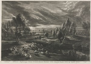 Landscape with Shepherd Playing a Flute by Schelte Adams Bolswert