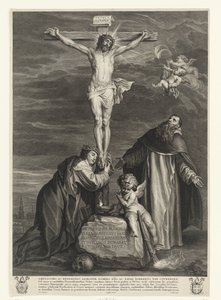 Christ on the Cross with Saints Catherine of Siena and Dominic Under the Cross by Schelte Adamsz. Bolswert