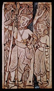 Relief Depicting Two Women Under an Asoka Tree, from Begram by School Afghan