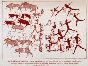 Boschimans defend a herd of oxen against the coffers