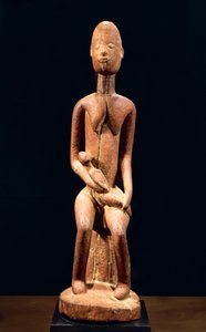 Wood Sculpture Depicting Mother and Child, by Master of Red Maternity, Dogon Tribal Art, Mali