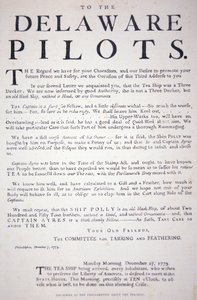 Facsimile of the proclamation from the Philadelphia patriots to the Delaware Pilots warning them not to deal with the British tea ship, 7 December 1773 by School American