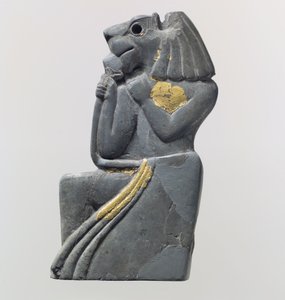 Plaque fragment: kneeling lion-headed figure, c.18th century BC by School Anatolian