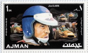 Emirates Arab Units stamp representing Scottish car driver Jim Clark