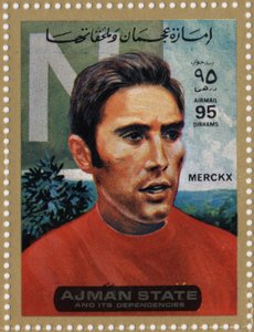 UAE stamp representing cyclist Eddy Merckx (1945)