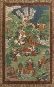 Haircut and Other Scenes. Thangka from a Sequel Devoted to the Main Episodes of the Life of the Buddha