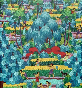 Traditional Balinese Naive Painting, Indonesia 20th Century by School Balinese