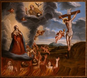 The Mediation of Holy Mary for the Purgatory. End 17th Century