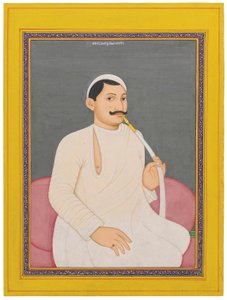 A seated portrait of Ram Chandra Lahiri, Dewan of Cooch Bewar (1829 - 1842, c. 1840)