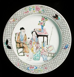 A famille rose eggshell dish, c.1730