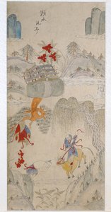 A Panel from an Eight Fold Screen Depicting Famous Stories of China by School Chinese