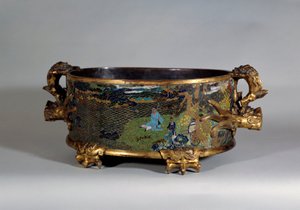 Chinese art: pot cache in cloisonne enamel, 16th century by School Chinese