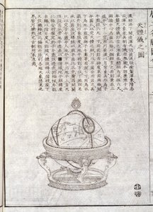 Earth globe - Chinese document. Anonymous engraving by School Chinese