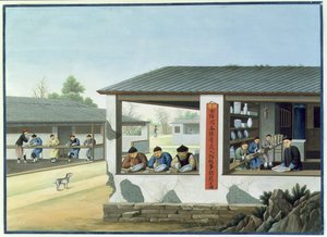 Manufacture of Porcelain, Decorating in Blue by School Chinese