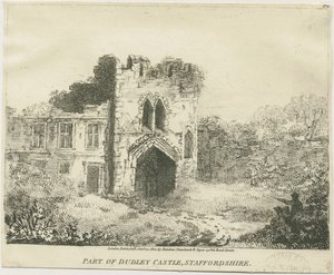 Dudley Castle - The Gatehouse: lithograph, nd [c 1801] by School English