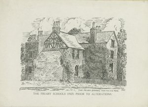 Lichfield - Friary Schools: line engraving by School English